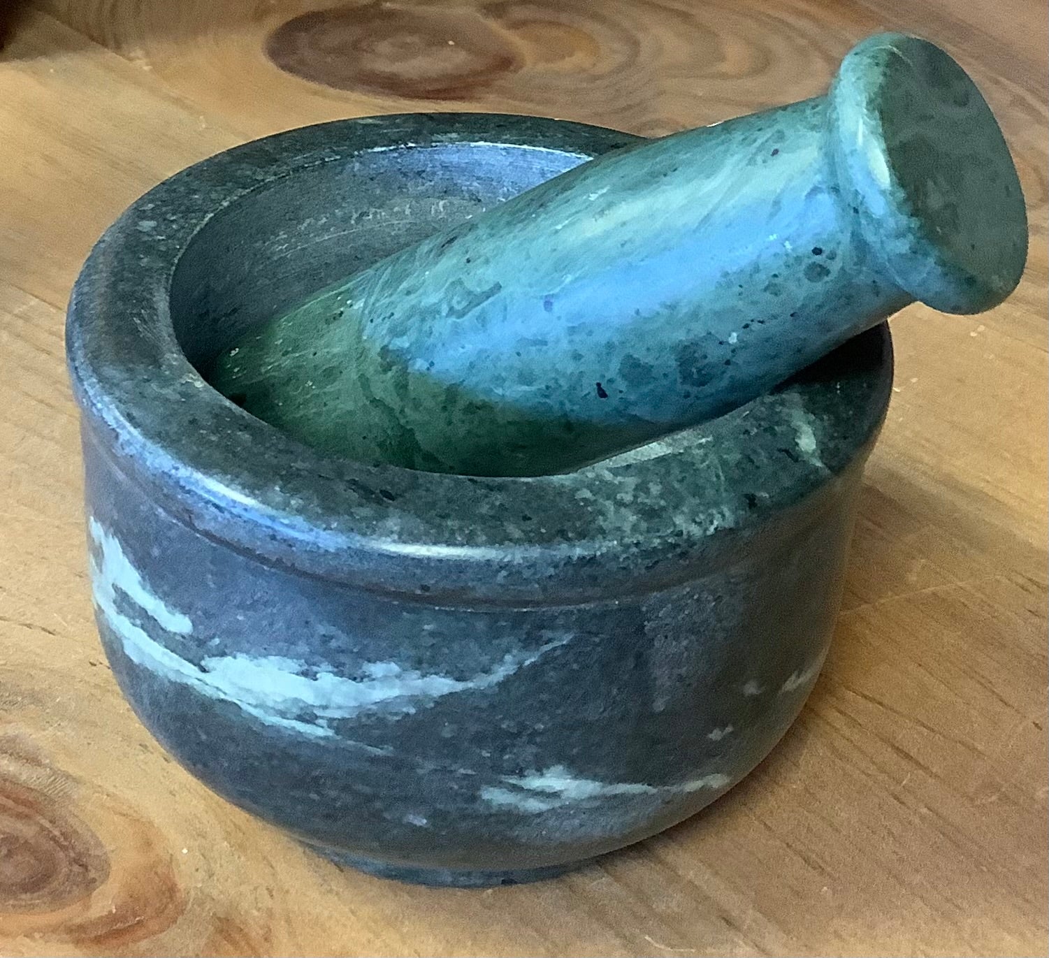 Mortar and Pestle (Dark Green Marble) 5” - Lighten Up Shop