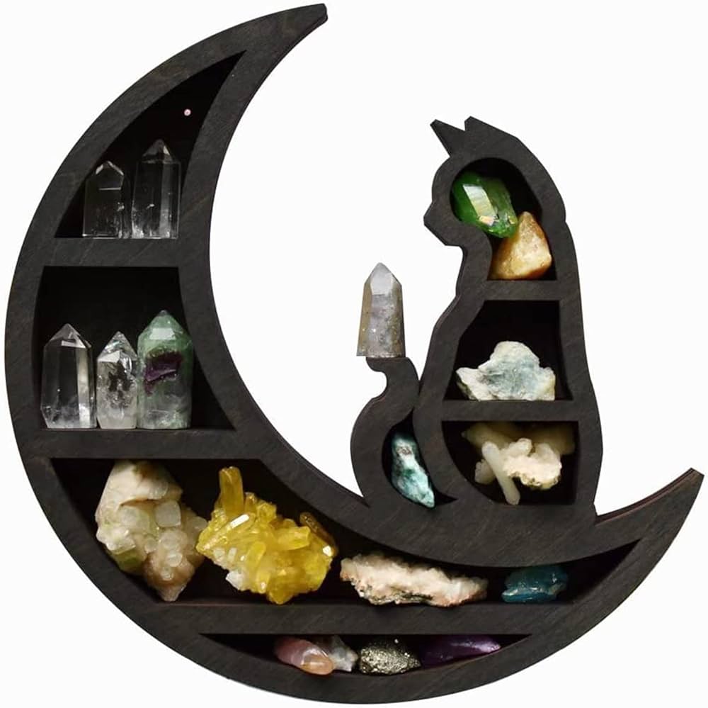 Wooden Cat Moon Shelf - Lighten Up Shop