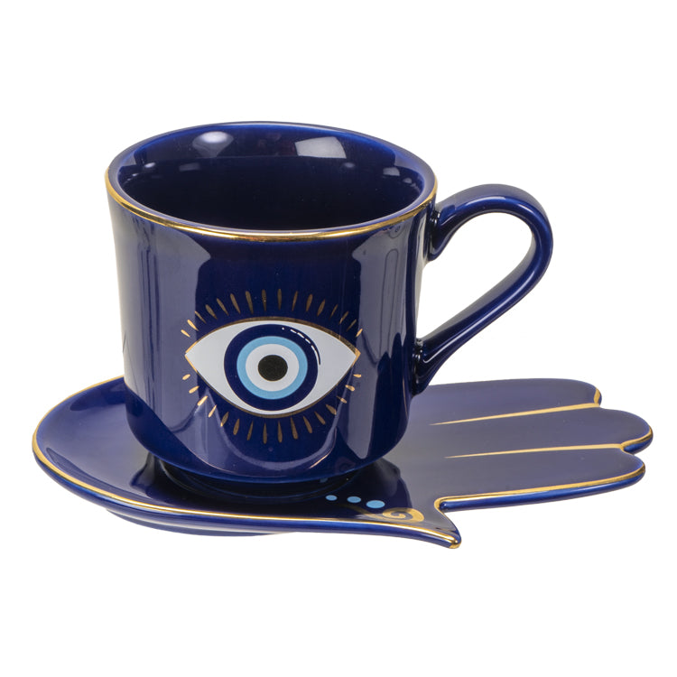 Evil Eye Cup and Saucer - Lighten Up Shop