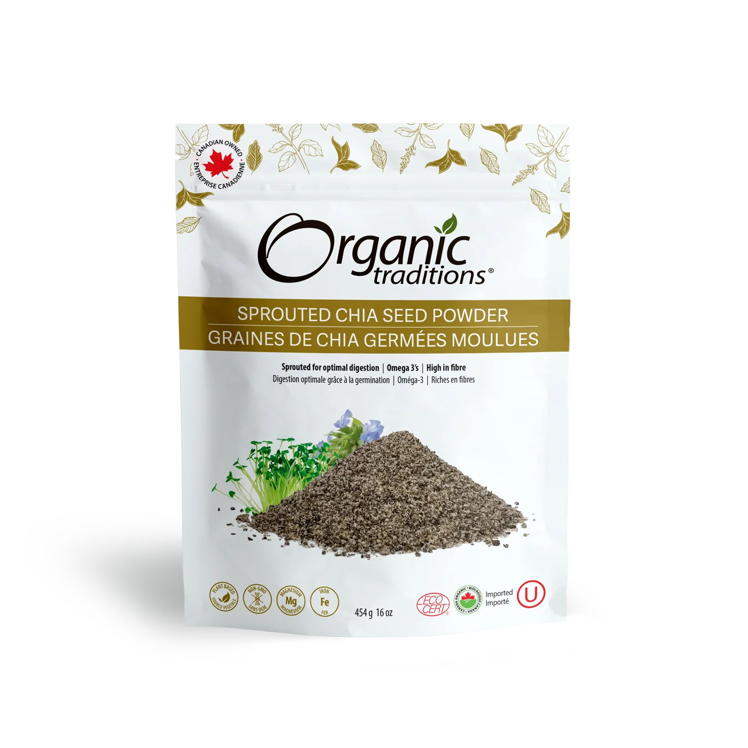 Organic Traditions Sprouted Chia & Flax Seed Powder 454g - Lighten Up Shop