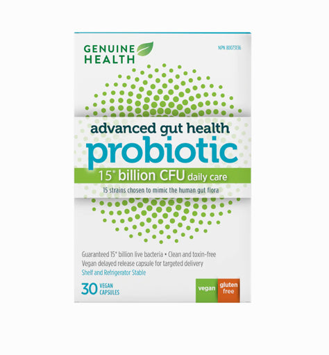 Genuine Health Advanced Gut Health Probiotic 15 Billion CFU - 30 Capsules - Lighten Up Shop