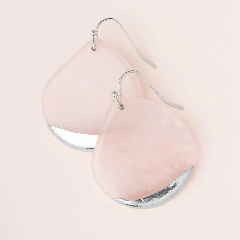 Rose Quartz Dipped Teardrop Earrings