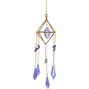 Hanging Crystal Octahedron w/ Amethyst Chips