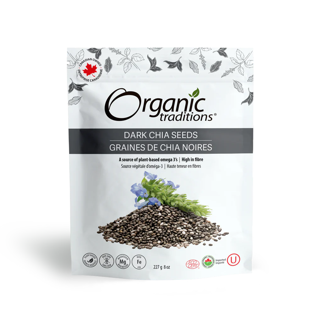 Organic Traditions Dark Chia Seeds 227g - Lighten Up Shop