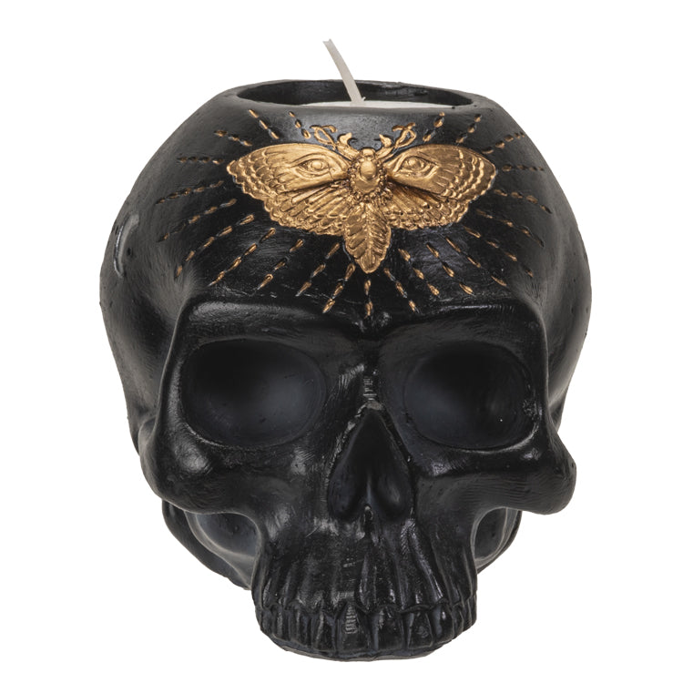 Skull with Moth Candle Holder - Lighten Up Shop