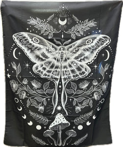 Black Boho Moth Tapestry