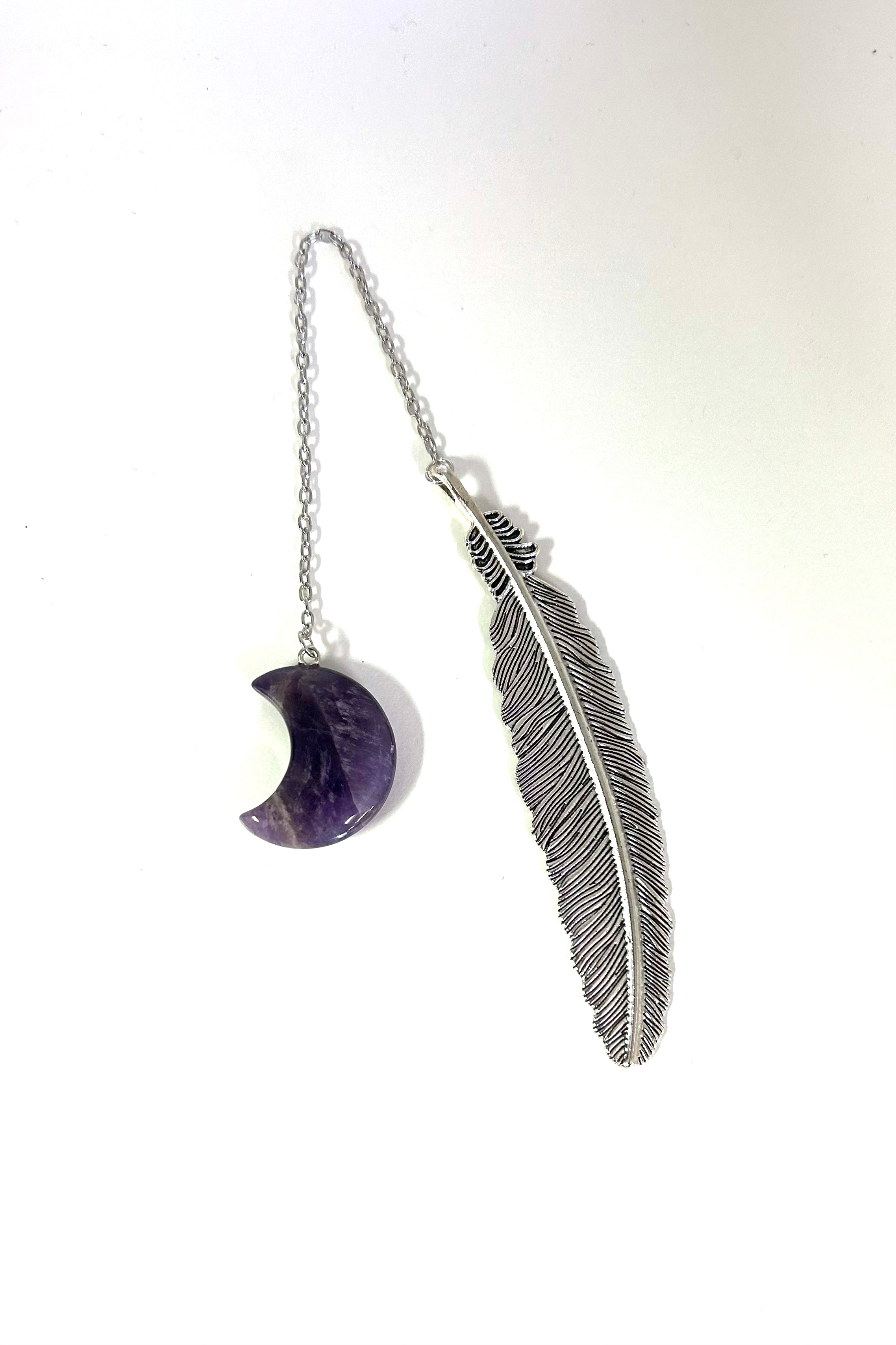 Metal Feather Bookmark with Crystal Moon - Lighten Up Shop