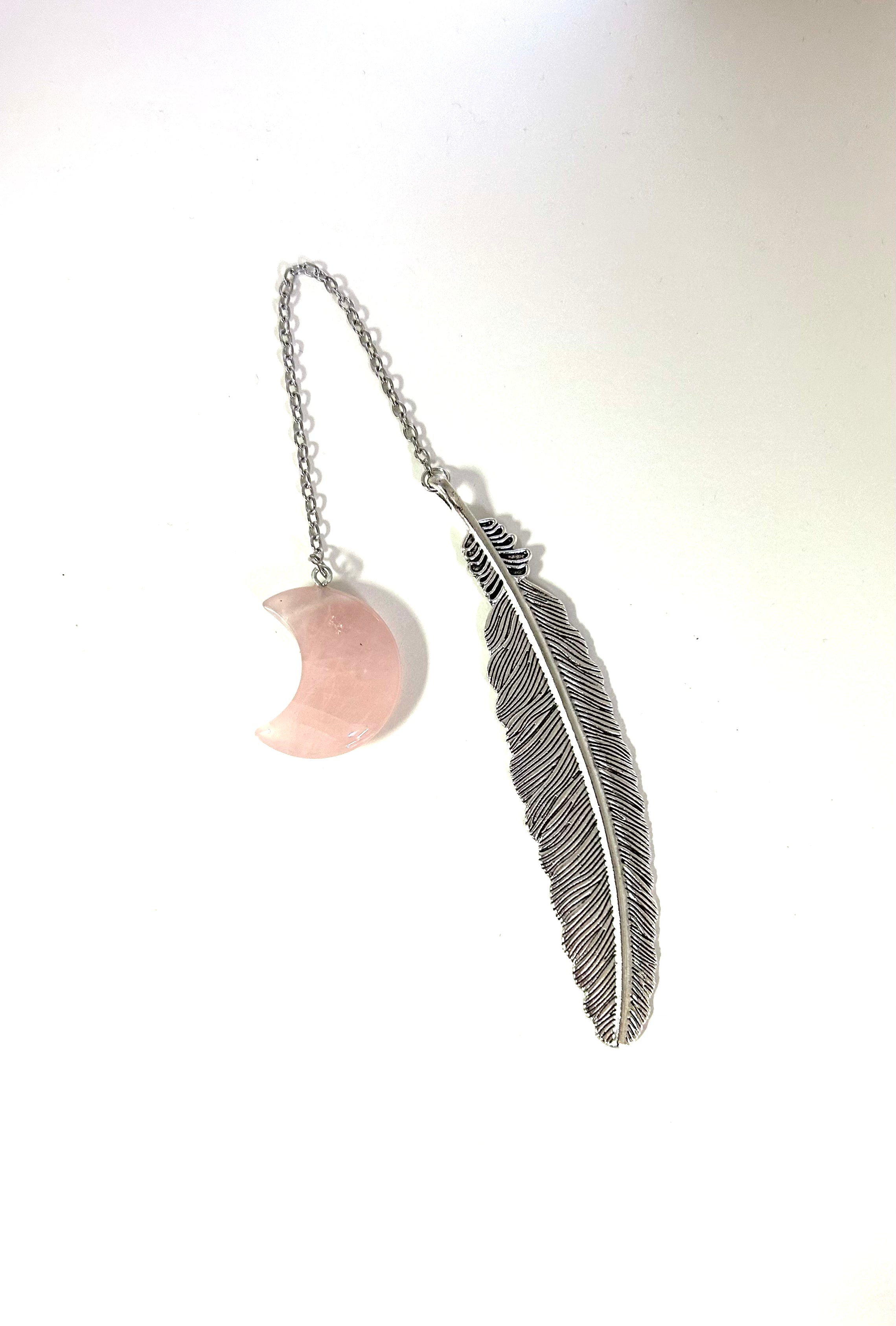 Metal Feather Bookmark with Crystal Moon - Lighten Up Shop