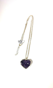 Amethyst Cluster Heart Necklace - Lighten Up Shop