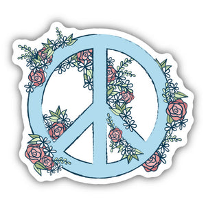 Floral Peace Sign Sticker - Lighten Up Shop