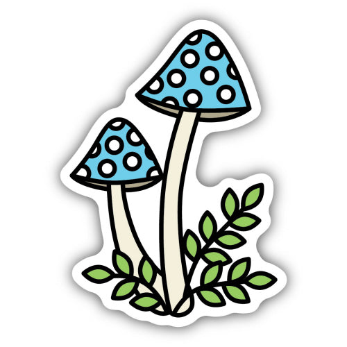 Blue Mushrooms Sticker - Lighten Up Shop