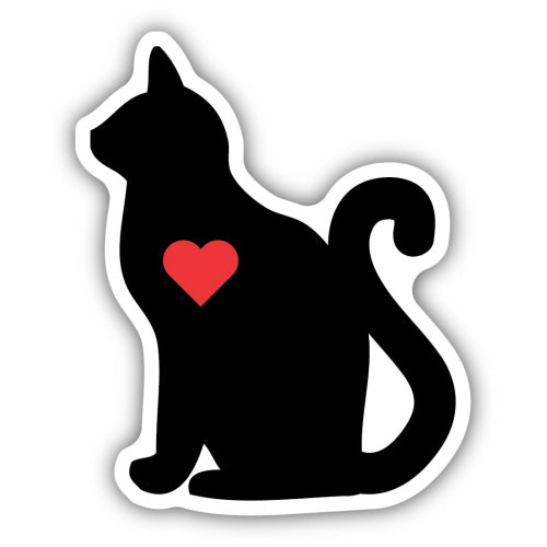 Red Heart Cat Sticker - Lighten Up Shop