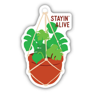 Stayin Alive Macrame Monstera Sticker - Lighten Up Shop