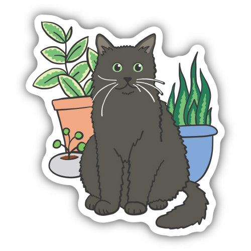 Cat With Plants Sticker - Lighten Up Shop