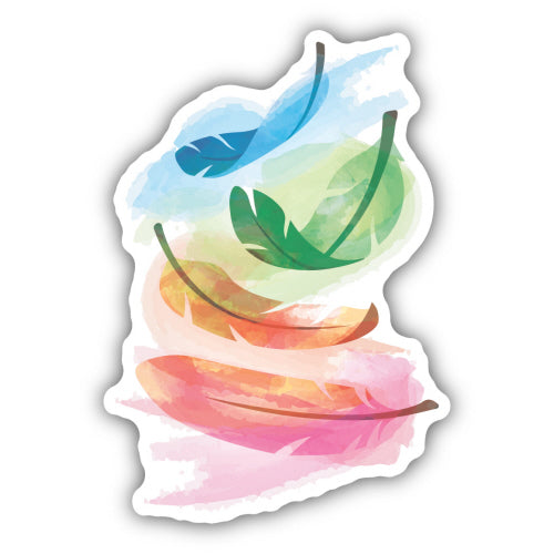 Rainbow Feathers Sticker - Lighten Up Shop