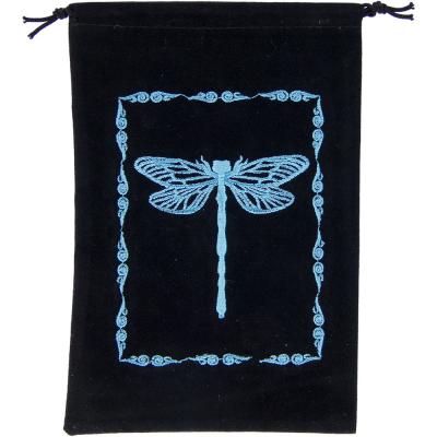 Dragonfly Embroidered Velvet Bag 5"x7" - Lighten Up Shop
