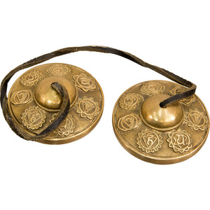 Embossed Chakra Symbols Tingsha - Lighten Up Shop