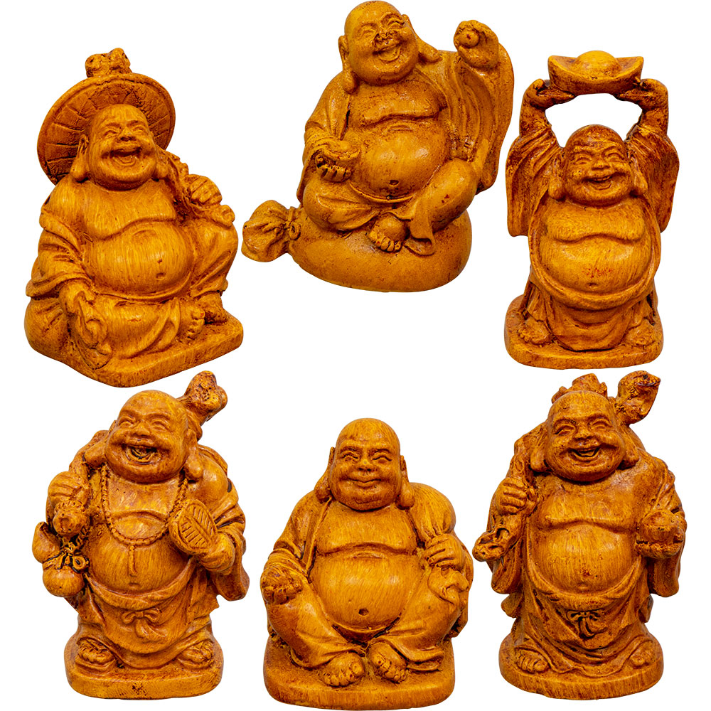 Buddha Statue Wood Aspect (Set of 6) - Lighten Up Shop