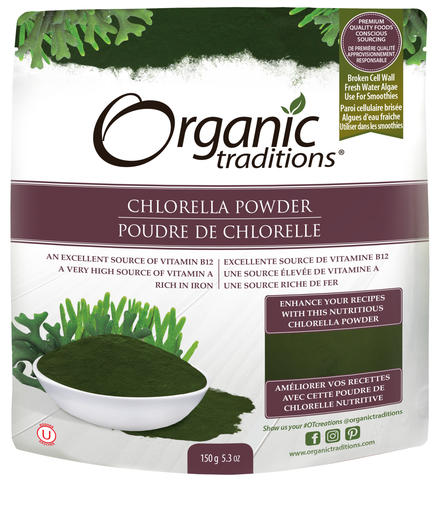 Organic Traditions Chlorella Powder 150g - Lighten Up Shop