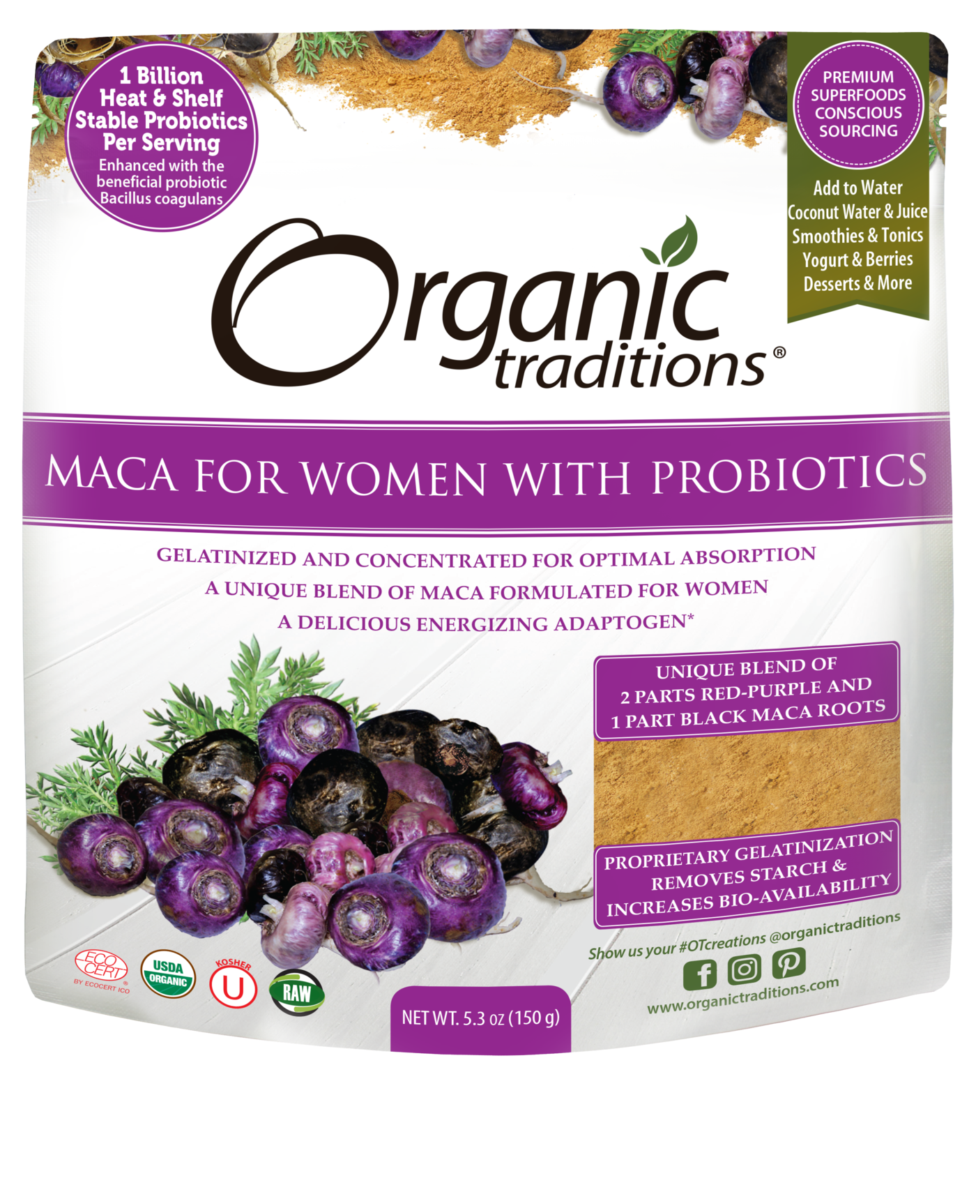 Organic Traditions Maca For Women With Probiotics - Lighten Up Shop
