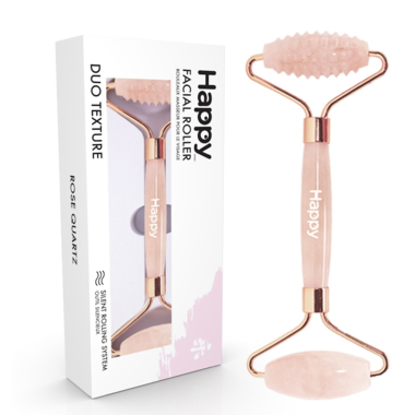 Happy Facial Roller - Rose Quartz (Duo Texture) - Lighten Up Shop