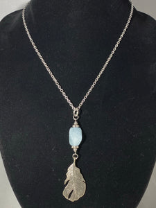 Aquamarine Feather Necklace - Lighten Up Shop