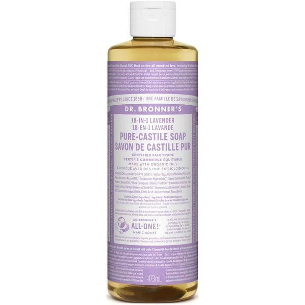 Dr. Bronner’s 18-In-1 Pure Castile Soap - Lavender 473ml - Lighten Up Shop