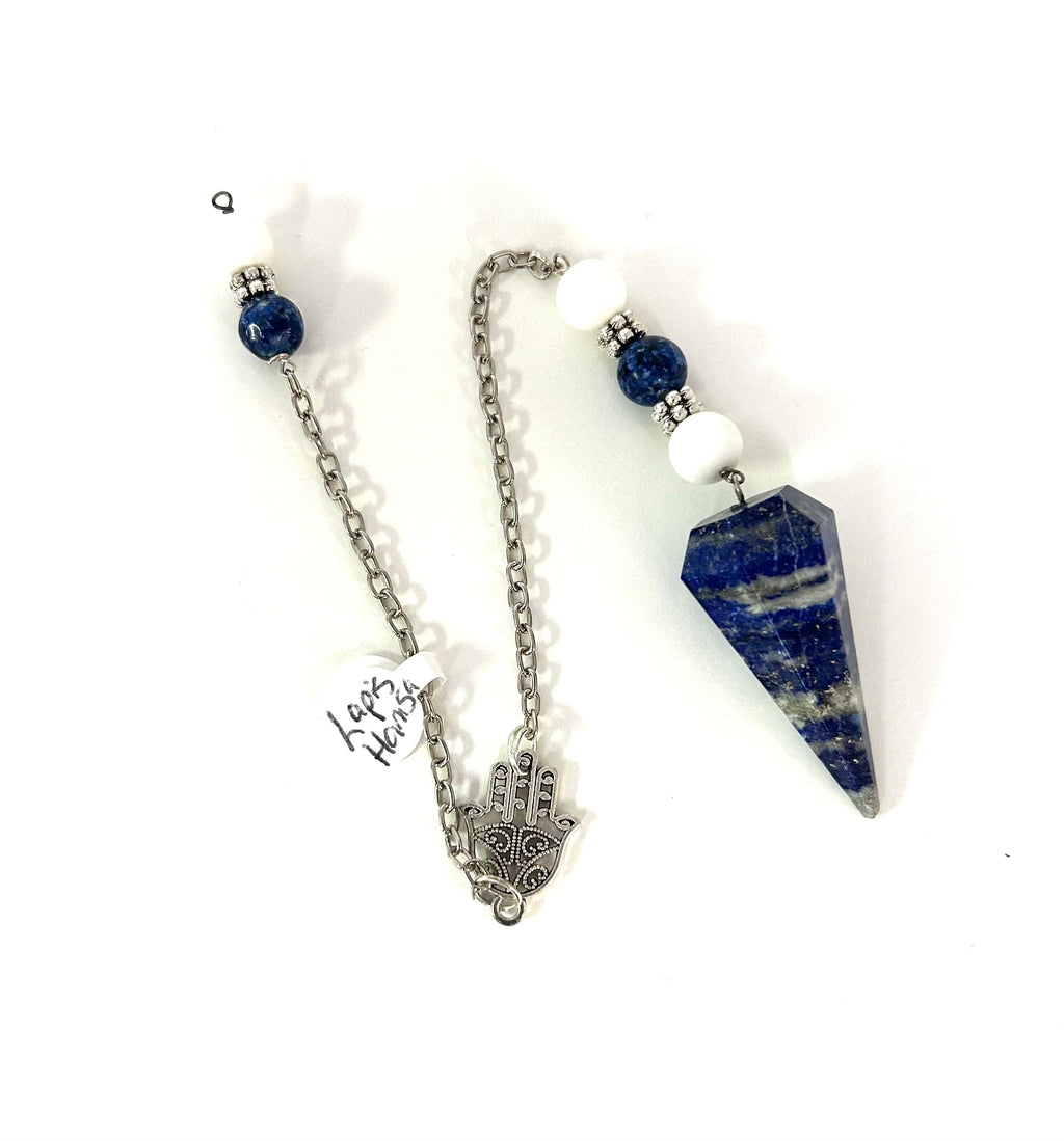 Lapis Lazuli Hamsa Pendulum - Lighten Up Shop